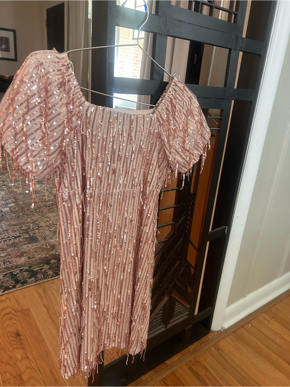 NWT Blush Pink Sequin Fringe Party Dress
